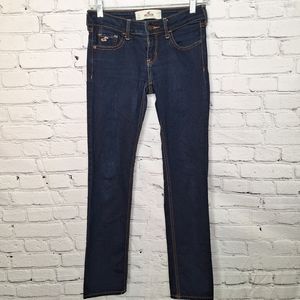 Hollister Dark Wash Skinny Stretch Low Rise Short Length Jeans Sz 26